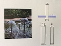 ראש מזרקה פטריה עם מוט טלסקופי מתרומם לגובה, ניקל הברגה